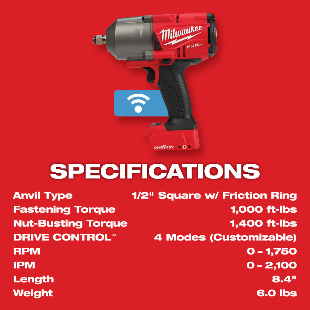 Milwaukee 2863-20 M18 FUEL w/ ONE-KEY High Torque Impact Wrench 1/2