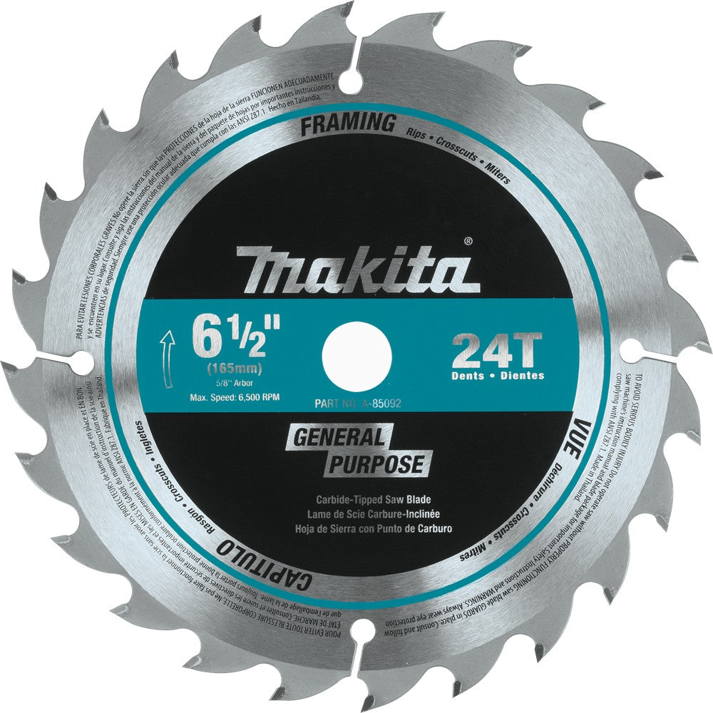 Makita 6 1 2 24T Carbide Tipped Circular Saw Blade General Purpose Lethbridge Fasteners and Tools