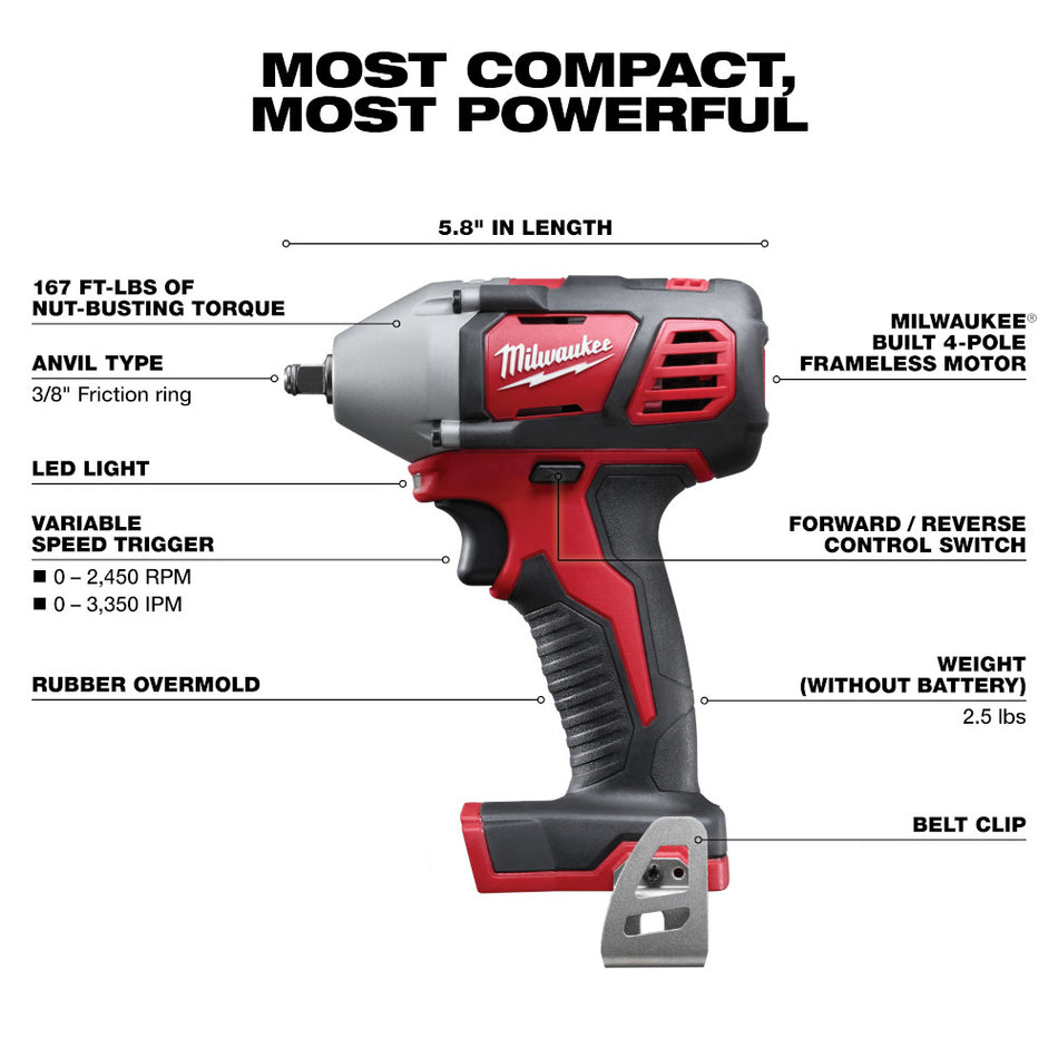 Milwaukee 2658-20 M18 3/8" Impact Wrench with Friction Ring (Tool Only)