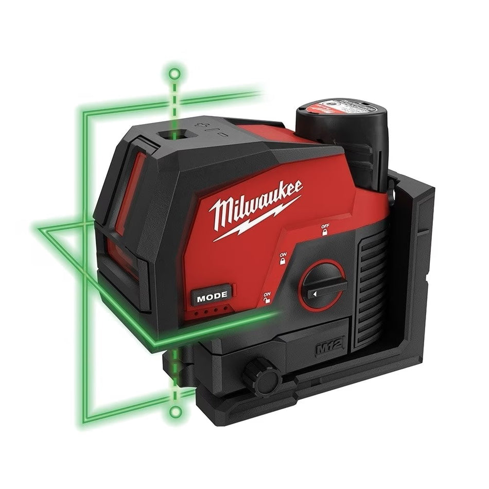 Milwaukee 3622-21 M12 Green Cross Line & Plumb Points Laser Kit