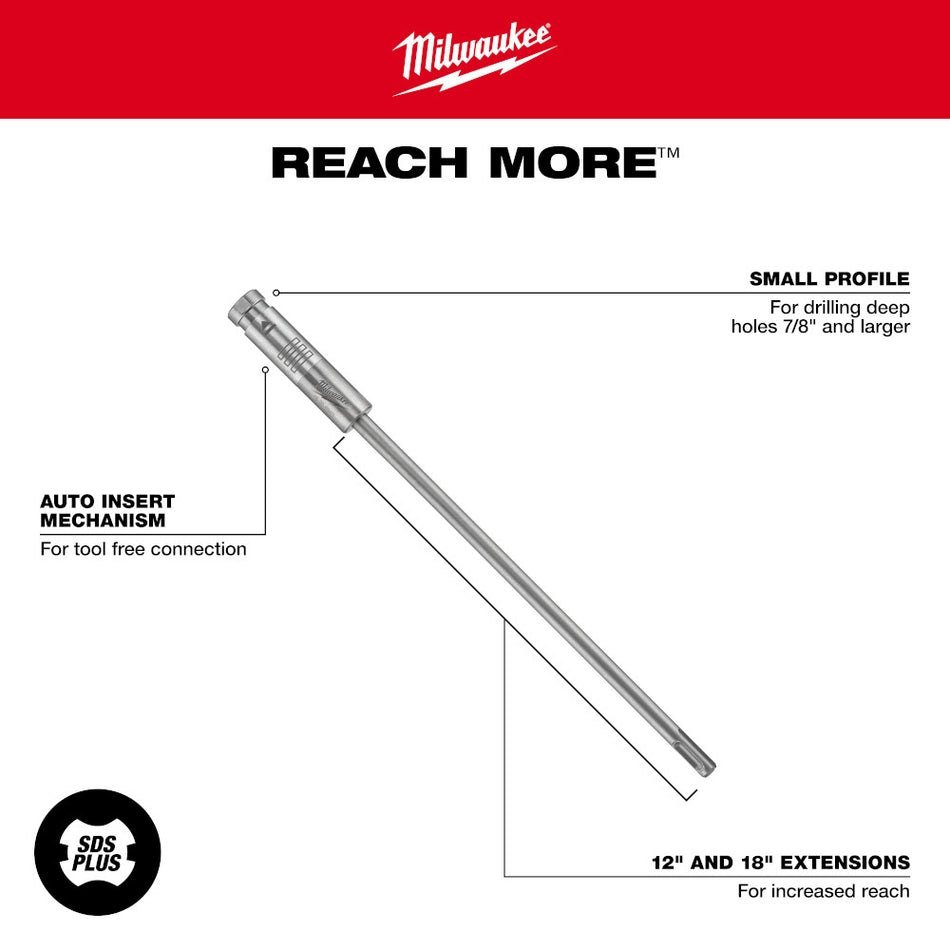 Milwaukee 48-20-6945 18" PLUS-LOK SDS Plus Extension