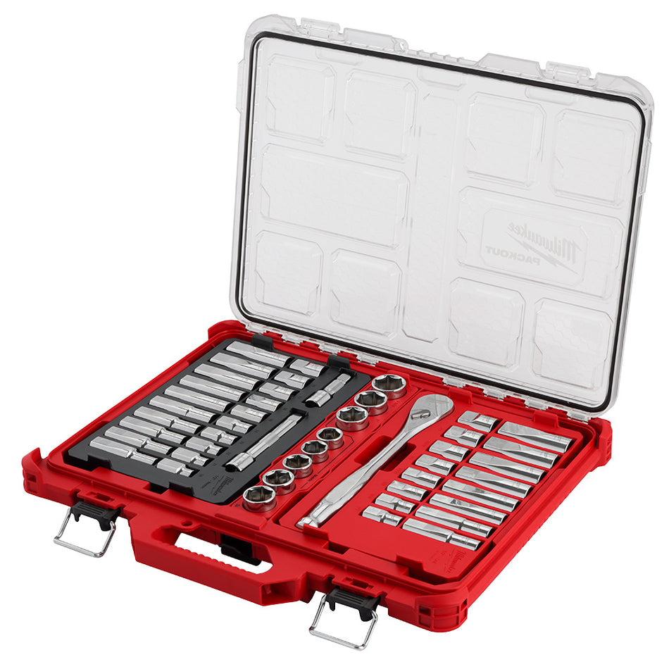 Milwaukee 48-22-9487 47pc 1/2" Drive Ratchet & Socket Set with PACKOUT Low-Profile Organizer