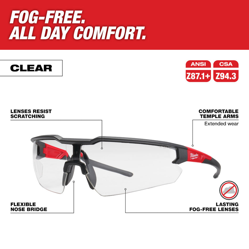 Milwaukee 48-73-2013 Clear Fog-Free Lenses Safety Glasses