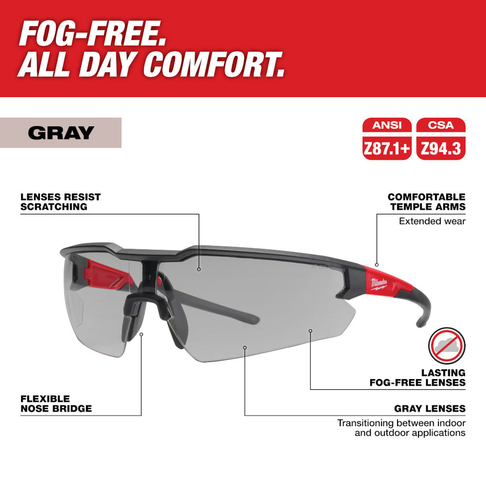 Milwaukee 48-73-2108 Gray Fog-Free Lenses Safety Glasses