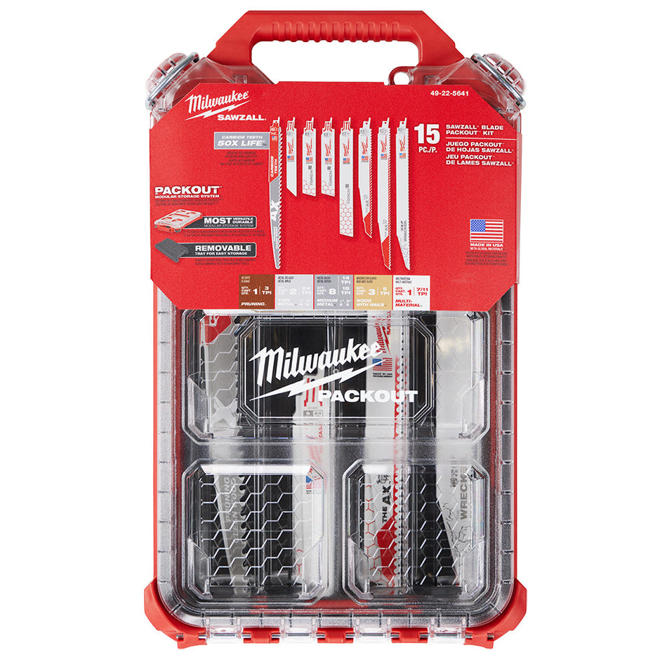 Milwaukee 49-22-5641 15 Piece SAWZALL Blade PACKOUT Kit