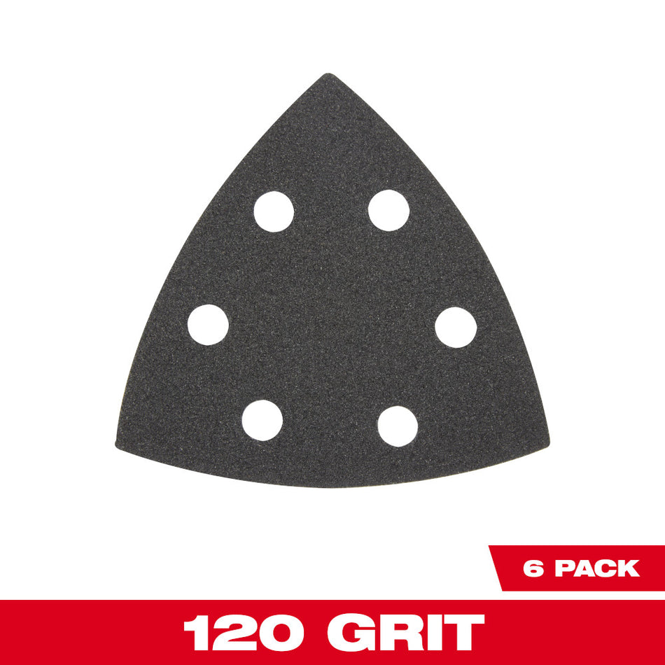 Milwaukee 49-25-2120 3-1/2" 120 Grit Universal Fit OPEN-LOK Triangle Sandpaper 6-Pack