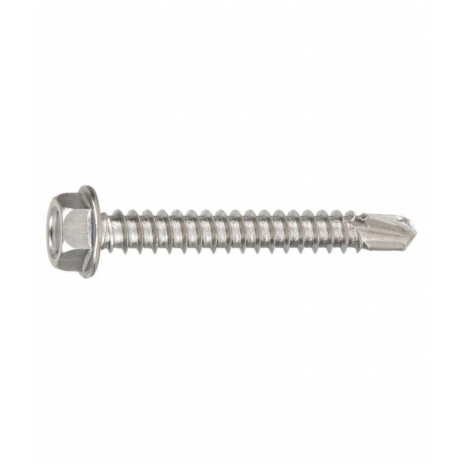 #14 x 1" Stainless Steel Hex Washer Head No. 2 Drill Point Self Drill Screws